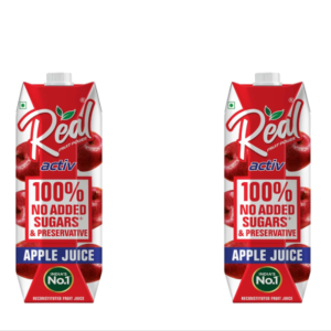 DABUR Real Activ 100% Apple Juice with No Added Sugar or Preservatives -1L (Pack of 2)