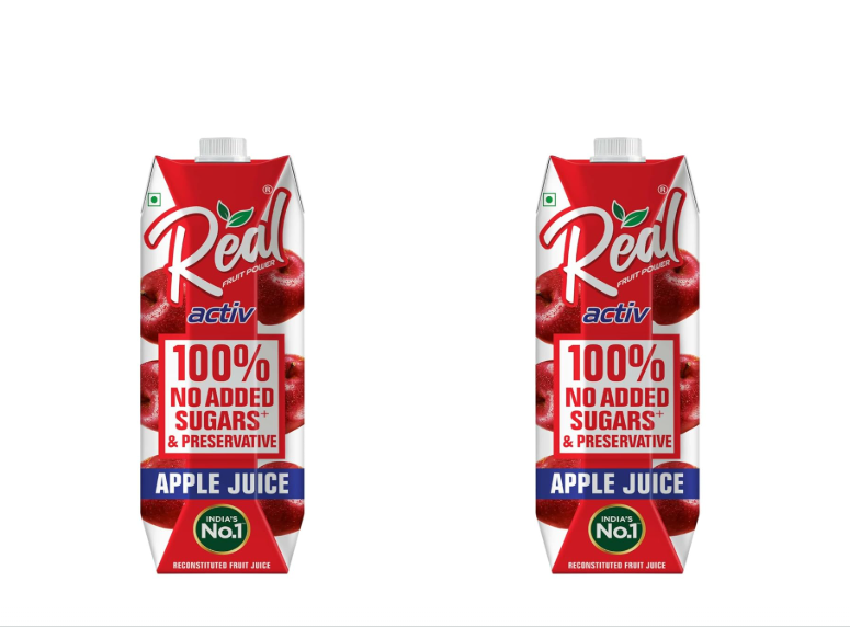 DABUR Real Activ 100% Apple Juice with No Added Sugar or Preservatives -1L (Pack of 2)