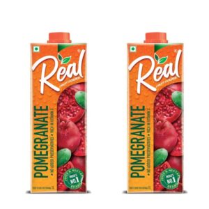 DABUR Real Pomegranate Fruit Juice -1L (Pack Of 2) | Rich In Vitamin C | No Added Preservatives, No Artificial Colors & Flavours | Goodness Of Best Fruits | Daily Dose Of Fruit Nutrition