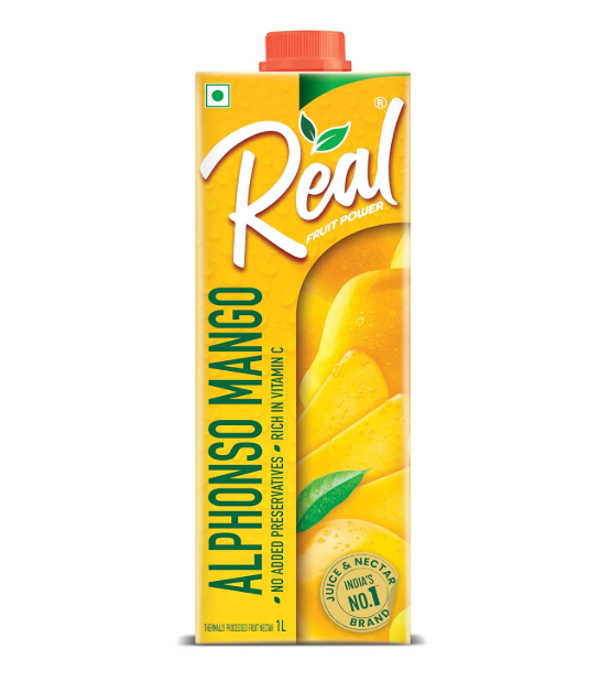 Real Alphonso Mango Fruit Juice-1L | Rich In Vitamin C | No Added Preservatives, Artificial Colors & Flavours | Goodness Of Best Fruits | Tasty, Refreshing & Energising