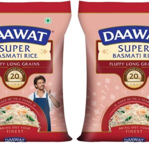 Daawat Super Basmati Rice 5Kg| Fluffy Long Grains| Cooked upto 20mm* (Pack of 2)
