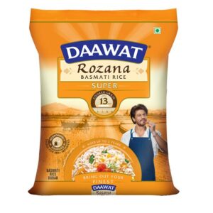 Daawat Rozana Super Basmati Rice 5Kg| For Everyday Consumption| Cooked Grain Upto 13mm*| Naturally Aged