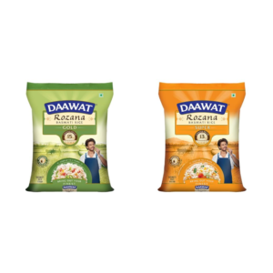 Daawat Rozana Gold Basmati Rice 5Kg| For Everyday Consumption| Cooked Grain Upto 15mm*| + Daawat Rozana Super Basmati Rice 5Kg| For Everyday Consumption| Cooked Grain Upto 13mm*|
