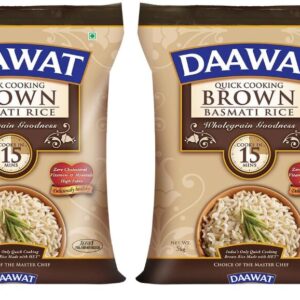 Daawat Brown, Cooks in 15-minute, Full Bran Intact, Fibre-Rich Basmati Rice, 5 Kg (Pack of 2)
