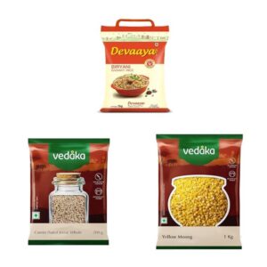 Devaaya Biryani Basmati Rice, 5 kg || Amazon Brand - Vedaka Whole Jeera (Cumin), 200g || Vedaka Popular Moong Dal, 1kg