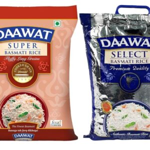 Daawat Traditional, Perfectly Aged Premium Basmati Rice with Rich Aroma, 5 Kg & Daawat Super, Perfectly Aged, Long Grain with Rich Aroma Basmati Rice, 5 Kg