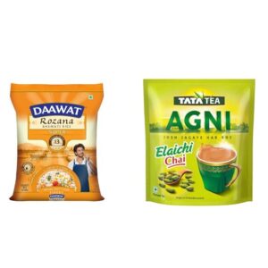 Daawat Rozana Super Basmati Rice 5Kg and TATA TEA AGNI | 5Kg + 1Kg
