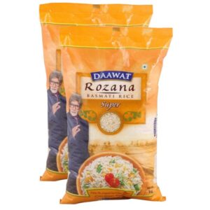 More Combo - Daawat Basmati Rice, Rozana (Super), 1kg (Pack of 2) Promo Pack