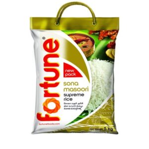 FORTUNE Sona Masoori Supreme Rice, 5 kg | Premium Raw & Aged Rice | Ideal for Everyday Meals