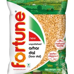 Fortune Arhar Dal (Toor Dal), 1 kg, Unpolished and Sortex cleaned