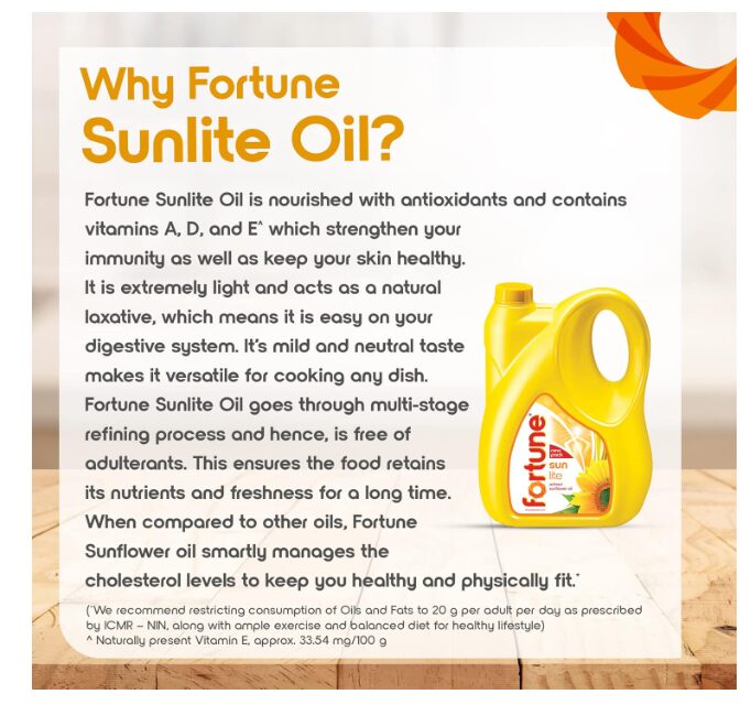 Fortune Sunlite Refined Sunflower Oil, 4.35 Kg Jar - Image 2