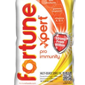 Fortune Xpert Pro Immunity Oil 1L/850g pouch | Blend of Rice Bran Oil & Refined Sunflower Oil |Oil to Boost Immunity (Weight may vary)