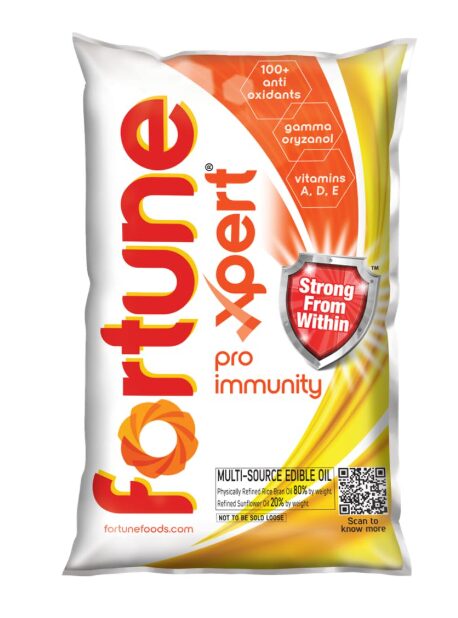Fortune Xpert Pro Immunity Oil 1L/850g pouch | Blend of Rice Bran Oil & Refined Sunflower Oil |Oil to Boost Immunity (Weight may vary)