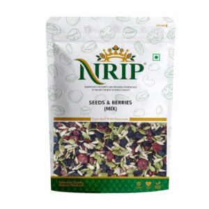 NRIP Premium Mixed Roasted Seeds & Berries 200 Gm (Pumpkin, Sunflower, Flax, Watermelon, Black Currant, Cranberry, Cherry, Black raisins)