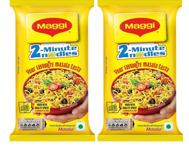 MAGGI 2-Minute Instant Noodles, Favourite Masala Taste, Masala Noodles With Goodness Of Iron, Made With Choicest Quality Spices, 140g/150g Pouch (weight may vary) (Pack of 2)
