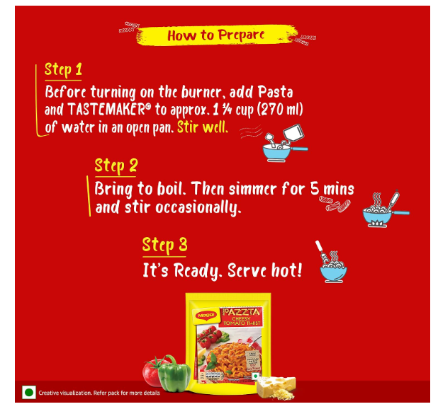 Maggi PAZZTA Instant Pasta - Cheesy Tomato Twist,Vegetarian,68.5 G (Pack of 3) - Image 2