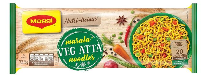 Maggi Nutri-Licious Masala Veg Atta Noodles, Preservative Free 290 grams