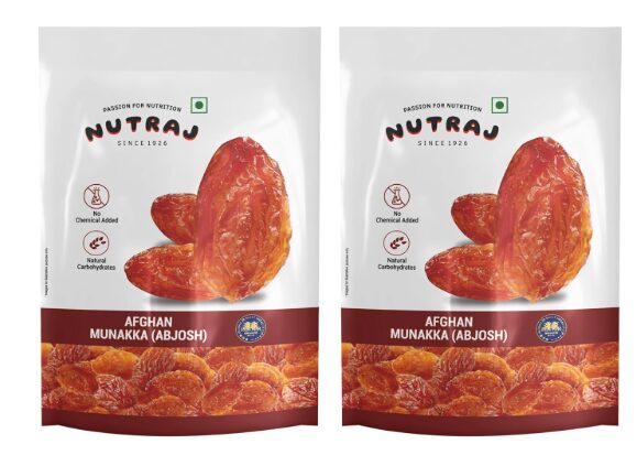Nutraj Afghan Munakka 400 Gram (200 Gram x 2) Pouch | Abjosh Raisin | Dry Fruits and Nuts | Grocery Items.