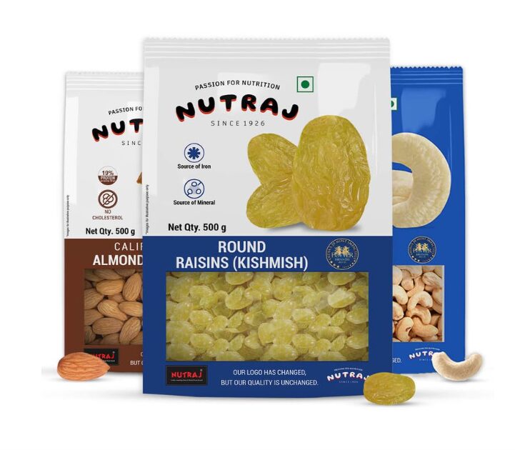 Nutraj Dry Fruits Combo 1.5kg - Almond, Cashew & Round Raisin (Each 500g) | Dry Fruits | Badam Giri | Kishmish | Kaju | Pack of 3