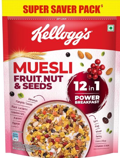 Kellogg's Muesli Fruit Nut & Seeds | 12 In 1 Power Breakfast | No Maida No Palm Oil | India's No 1 Muesli | 750g | Super Saver Pack with Ziplock