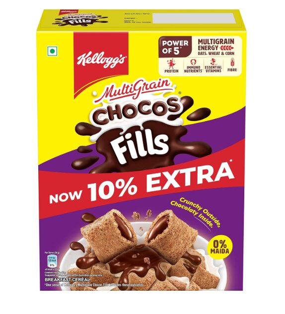 Kellogg's Chocos Fills 250g + 25g Extra Free | Double Chocolaty, Anytime Snack | 3 Grains: Oats, Wheat & Rice, Protein Rich, 0% Maida