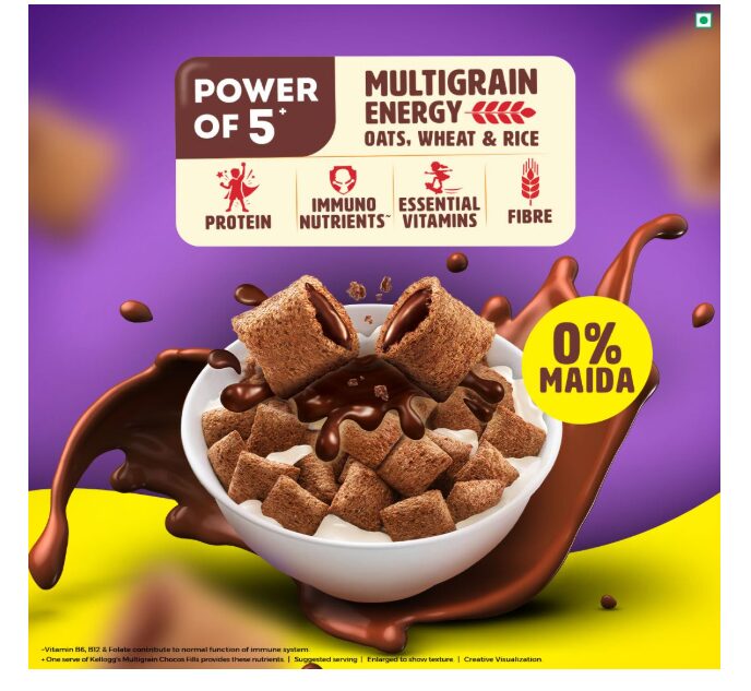 Kellogg's Chocos Fills 250g + 25g Extra Free | Double Chocolaty, Anytime Snack | 3 Grains: Oats, Wheat & Rice, Protein Rich, 0% Maida - Image 2