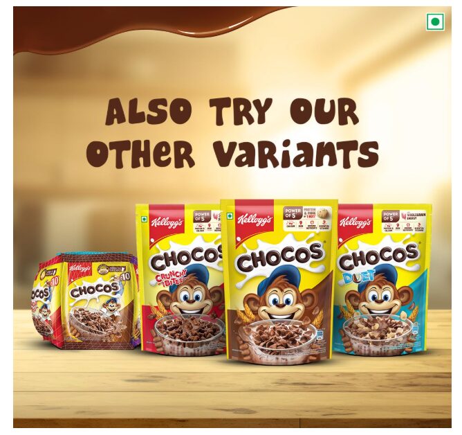 Kellogg’Sâ Chocosâ Crunchy Bites, Source Ofâ Fibre, Source of Calcium, High in Protein, with 10 Essential Vitamins & Minerals, Breakfast Cereals, 26G Pack - Image 2