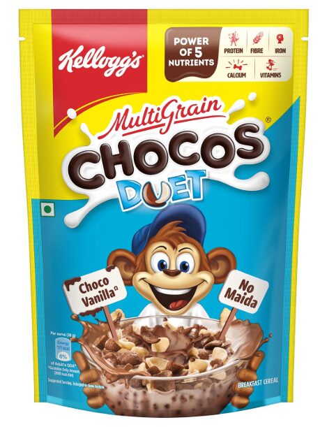 Kellogg's Multigrain Chocos Duet 375g | Source of Calcium, High in Protein, with 10 Essential Vitamins & Minerals, Source of Fibre | Breakfast Cereal for Kids