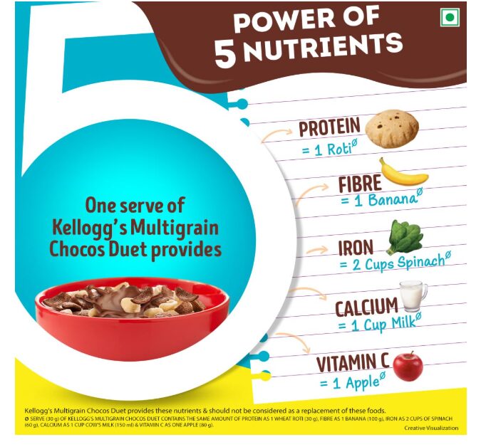 Kellogg's Multigrain Chocos Duet 375g | Source of Calcium, High in Protein, with 10 Essential Vitamins & Minerals, Source of Fibre | Breakfast Cereal for Kids - Image 2