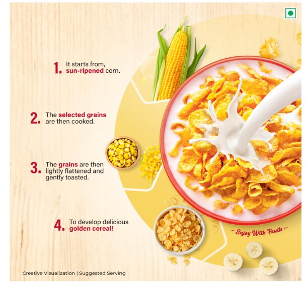 Kellogg's Corn Flakes Original | Power of 5: Energy, Protein, Iron, Vitamins B1, B2, B3 & C| Corn Flakes, Breakfast Cereal | Naturally Cholestrol Free875g/900g(Weight may vary) - Image 2
