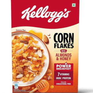 Kellogg's Corn Flakes Real Almond Honey 300g| High in Iron, Vitamin B1, B2, B3, B6 & C | Naturally Cholesterol Free | Corn Flakes, Breakfast Cereal