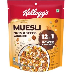 Kellogg’s Muesli Nuts & Seeds Crunch 240g | 12-in-1 Power Breakfast | No Maida | High in Fiber| India’s No. 1 Muesli | 240gm