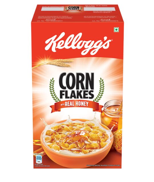 Kellogg's Cornflakes Real Honey 630g | High in Iron, Vitamin B1, B2, B3, B6 & C | Naturally Cholesterol Free | Corn Flakes, Breakfast Cereal