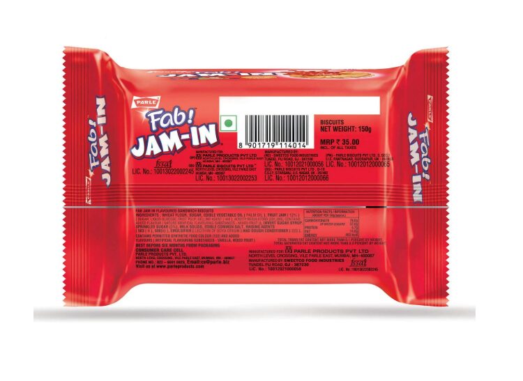 Parle Fab! Jam-in Mixed Fruit Flavoured Jam Biscuits, 150g/140g( Weight May Varies). - Image 2