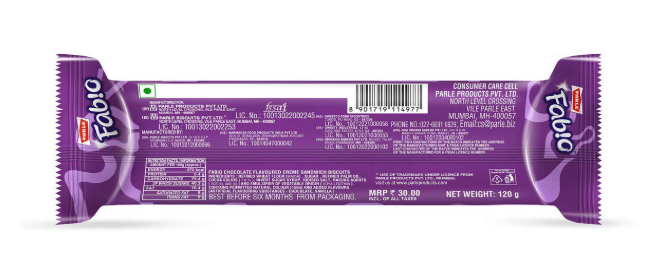 Parle Fabio Chocolate Crème Sandwich Biscuits, 120g - Image 2