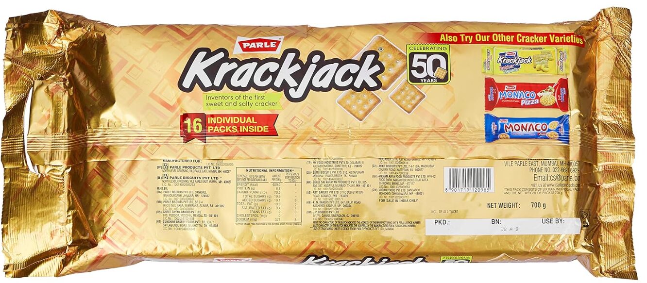 Parle Krackjack The Original Sweet & Salty Crackers 700g / 705.6g (Weight May Vary) - Image 2
