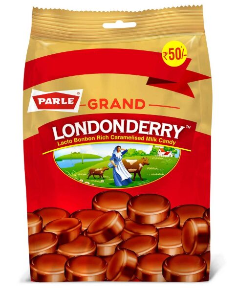 Parle Grand Caramel Londonderry Pouch, 198g - 217.8 Grams (Item Weight May Vary)