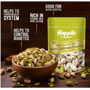 Happilo Premium California Roasted & Salted Pistachios 200g | Healthy Snacks, Dry Fruits, Pista | Tasty & Healthy | High in Protein & Dietary Fiber | Low Calorie Nuts