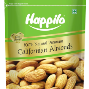 Happilo Premium Natural Californian Almonds 200g | Badam Giri, Healthy Snacks, Dry Fruits | Crunchy Nuts | High in Fiber | Rich in Protein | Magnesium | Phosphorus | Dietary Fibre | Zero Cholesterol