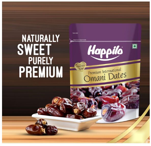 Happilo Premium International Omani Dates 500g | Healthy snacks, Dry fruits, Khajoor, Khajur, Nutritious| Rich in Vitamins & Minerals | Natural Sweetener - Image 2