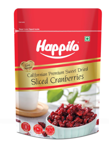 Happilo Premium Californian Dried and Sweet Sliced Cranberries 200g | Real Dried Fruit | High Antioxidants, Dietary Fiber | Healthy Sweet Treats