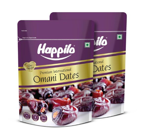Happilo Premium International Omani Dates Value Pack Pouch, 680g (Pack of 2)