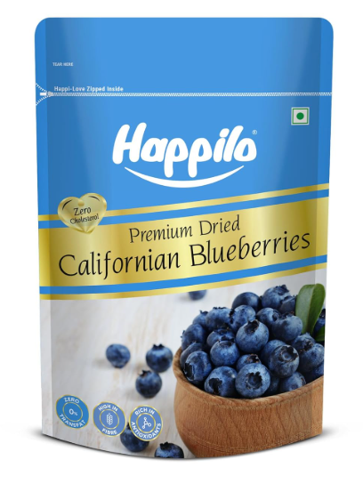 Happilo Premium Dried Californian Blueberries 150 g (Pack of 1) | Rich in Calcium and Vitamin K | Non-GMO & No Preservatives | Ideal For Snacking