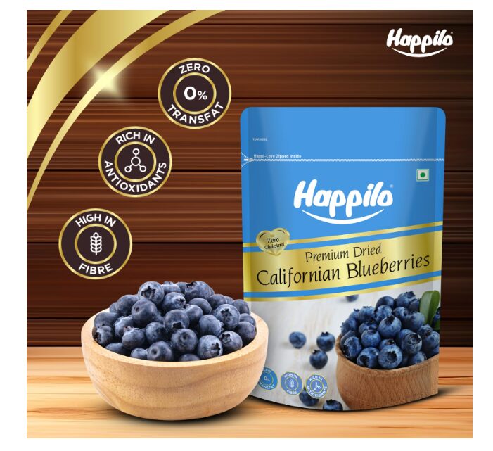 Happilo Premium Dried Californian Blueberries 150 g (Pack of 1) | Rich in Calcium and Vitamin K | Non-GMO & No Preservatives | Ideal For Snacking - Image 2