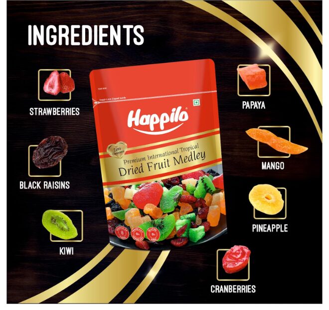 Happilo Premium International Dried Tropical Fruit Medley 200g | Healthy Snacks, Dry fruits|Wholesome & Vitamin Rich Healthy Snack | No Artificial Colors | No Preservatives - Image 2