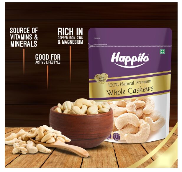 Happilo Premium Natural Whole Cashews 1 Kg Value Pack | Dry Fruits, Kaju, Healthy Snacks | Unsalted Cashew Nuts | Crunchy, Nutritious & Delicious Nuts | Rich in Protein, Magnesium & Phosphorus - Image 2