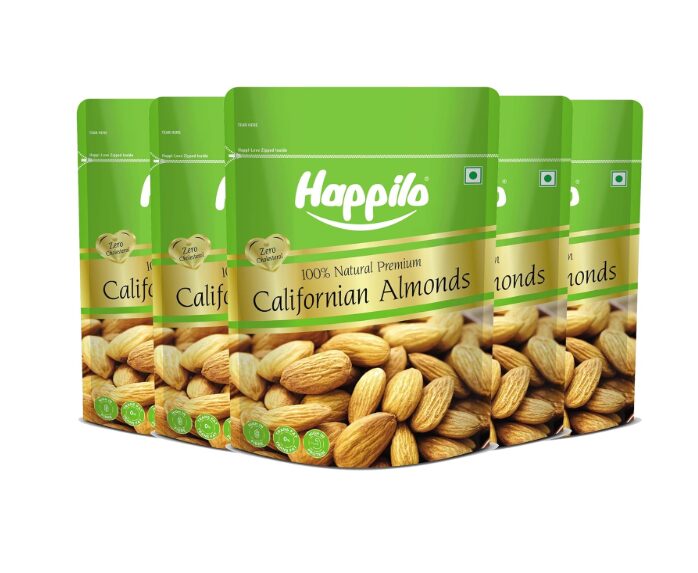 Happilo Premium Natural Californian Almonds 1 Kg | Badam Giri, Healthy Snacks, Dry Fruits | Crunchy Nuts | High in Fiber | Rich in Protein | Magnesium | Phosphorus | Dietary Fibre | Zero Cholesterol