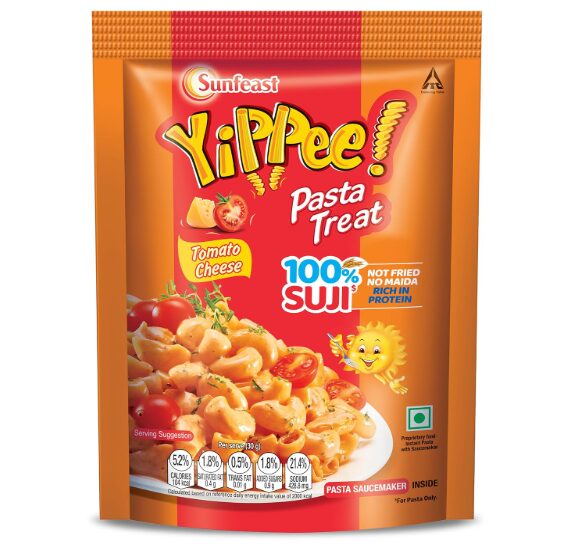 Sunfeast YiPPee! Pasta Treat|Tomato Cheese|Soft & Cheesy Pasta|Instant Pasta Made with Suji/ Rava,Vegetarian,70 gram/74.7 gram(weight may vary)