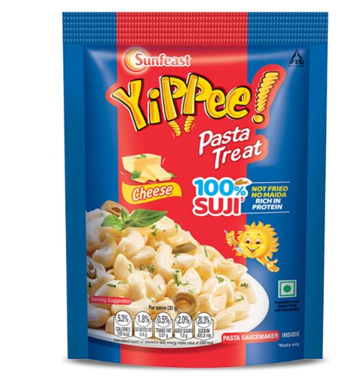 Sunfeast YiPPee! Pasta Treat | Cheese | Soft & Cheesy instant Pasta Made with Suji/ Rava 65g/70g/74.7g( weight may vary)