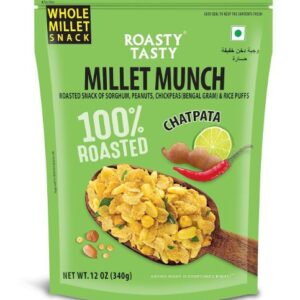 Roasty Tasty Millet Munch Chatpata 340g - Gluten Free Healthy Snacks | Ideal for Weight Management | Cholesterol-Free Millet Namkeen